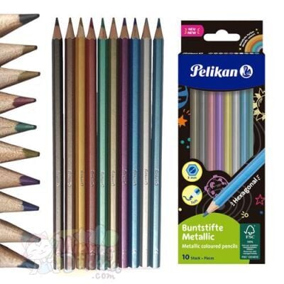 Pelikan 10 Renk Kuru Boya Kalemi Metalik Renkler