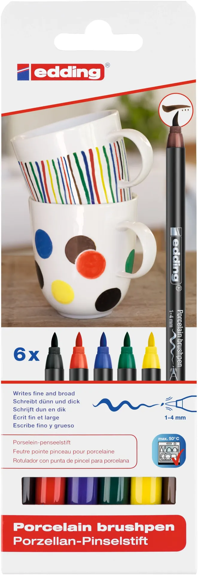 Edding Porselen Kalemi 6lı Set - Ana Renkler