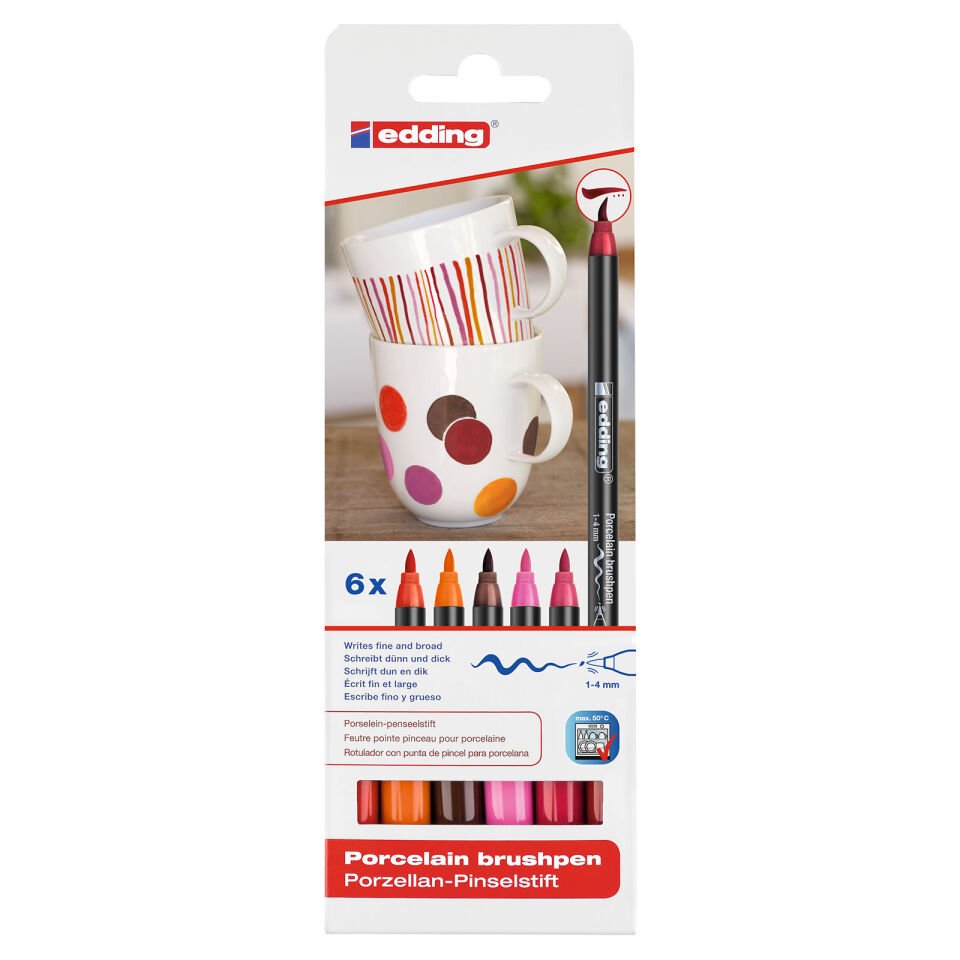 Edding Porselen Kalemi 6lı Set - Sıcak Renkler