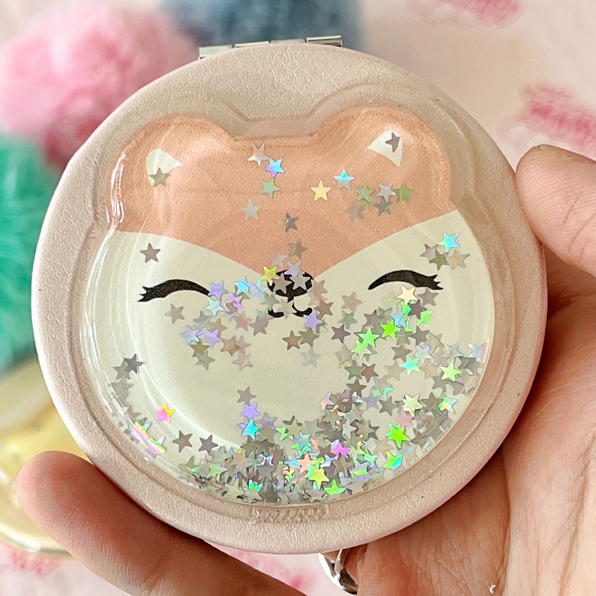 Gıpta Cute Pufi Simli Kabartmalı Kapak Ayna