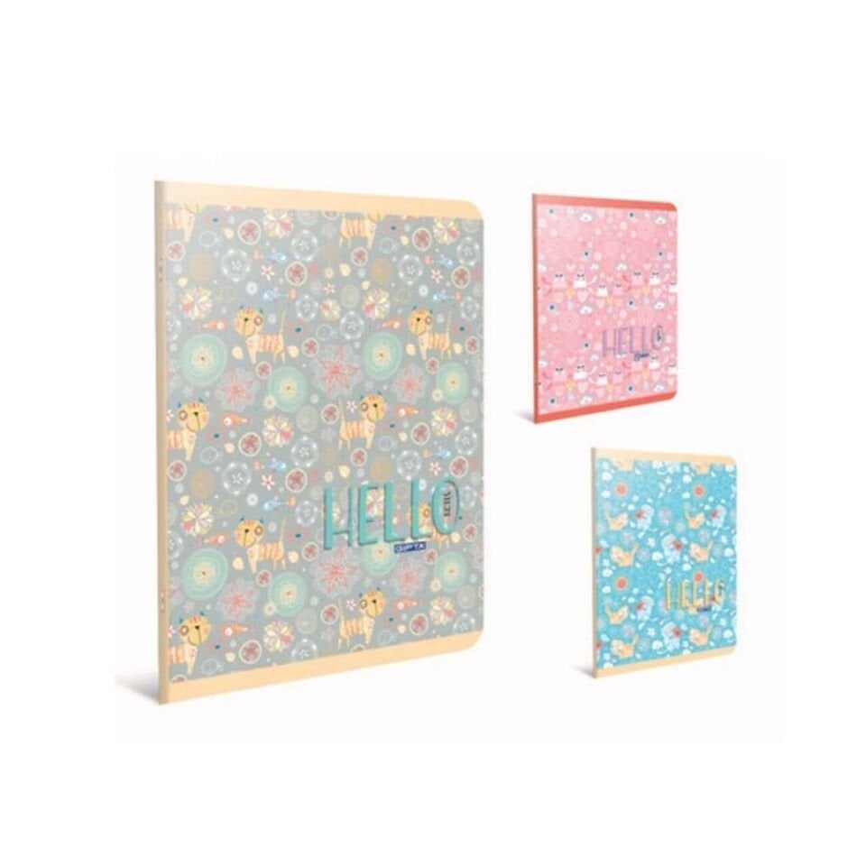 Hello Kedi Karton Kapak Kareli Defter 60 Yaprak
