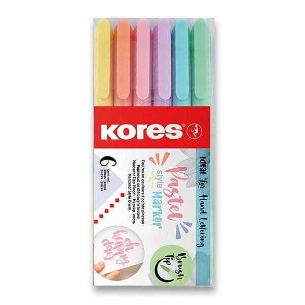 Kores Fırça Uçlu Pastel Markör Kalem 6 Renk