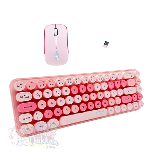 Muggle Kablosuz Klavye Mouse Set - Pembe