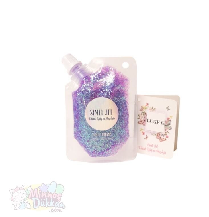 Lukky Yüz ve Vücut Parıltılı Mor Simli Jel