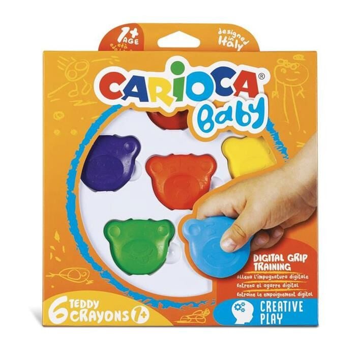 Carioca Teddy Şekilli Elleri Kirletmeyen Mum Boya 6'lı