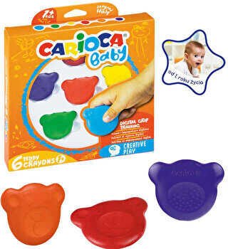 Carioca Teddy Şekilli Elleri Kirletmeyen Mum Boya 6'lı