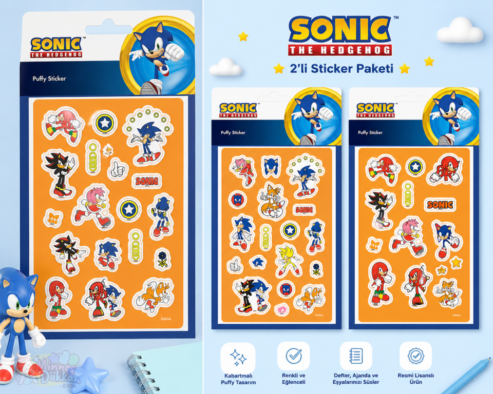 Keskin Color Sonic Puffy Sticker Seti