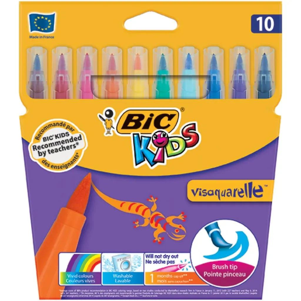 Bic Kids Visaquarelle 10 Renk Fırça Uçlu Keçeli Boya Kalemi