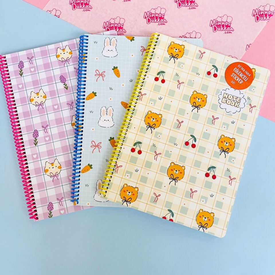 Keskin Color Kawaii 80 Yaprak Kareli Spiralli Defter A4