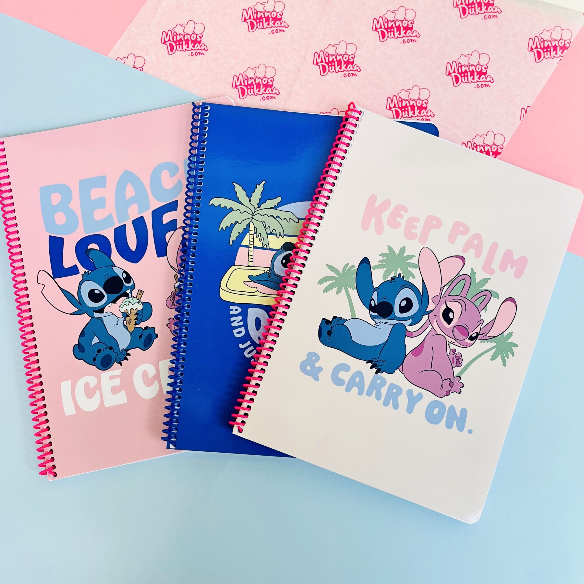 Stitch 80 Yaprak Çizgili Spiralli Defter A4