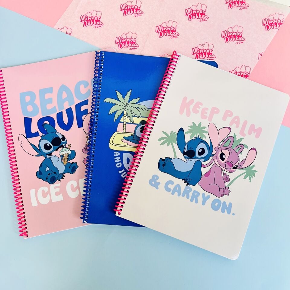 Stitch 80 Yaprak Çizgili Spiralli Defter A4