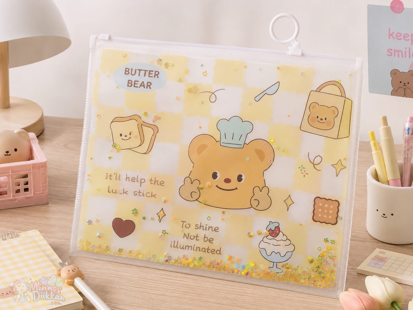 Butter Bear Pullu A5 Kilitli Dosya Çantası