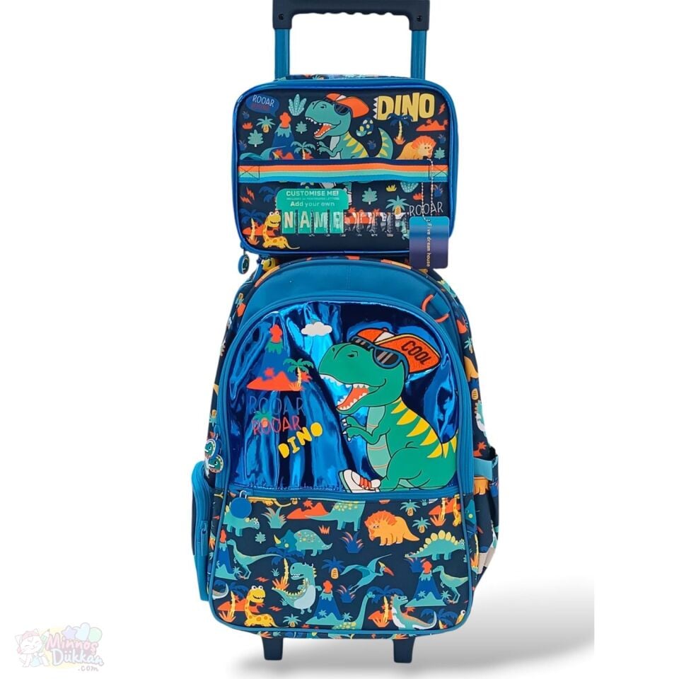 Dream Vest Dino Çek Çekli Okul Çantası ve Beslenme Çantası Seti
