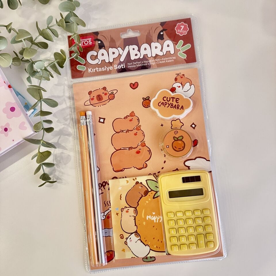 Capybara Hesap Makineli Kırtasiye Seti