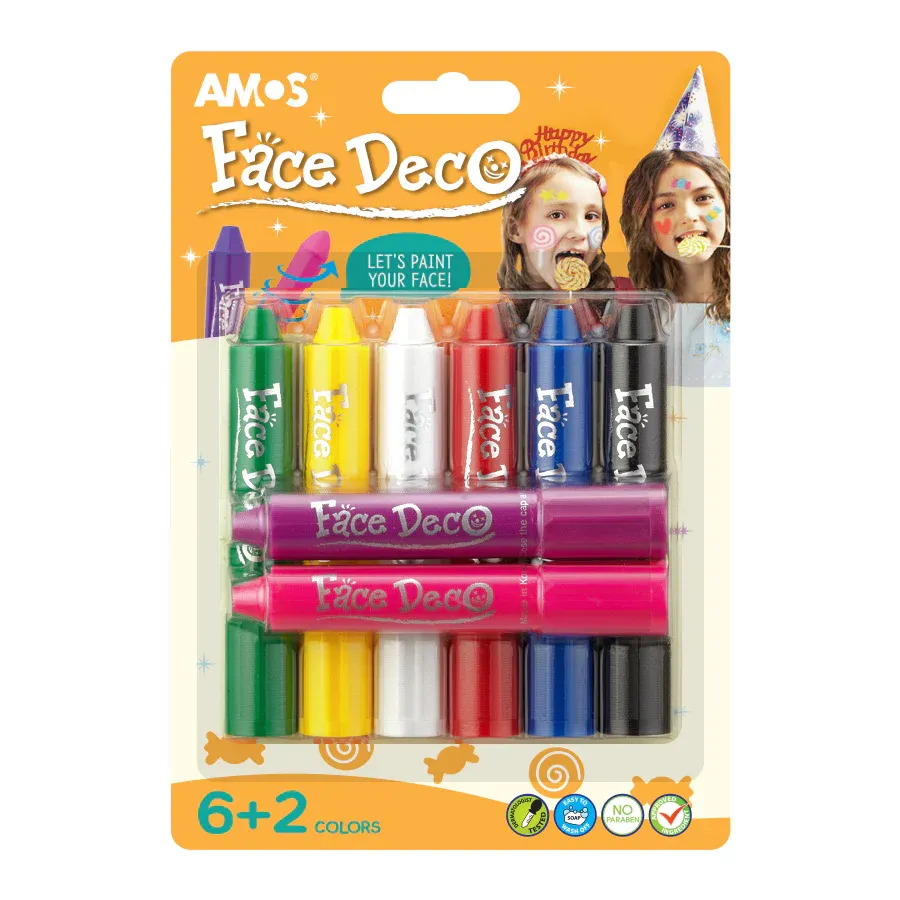 Amos Face Deco 8 Renk Yüz Boyası Blister