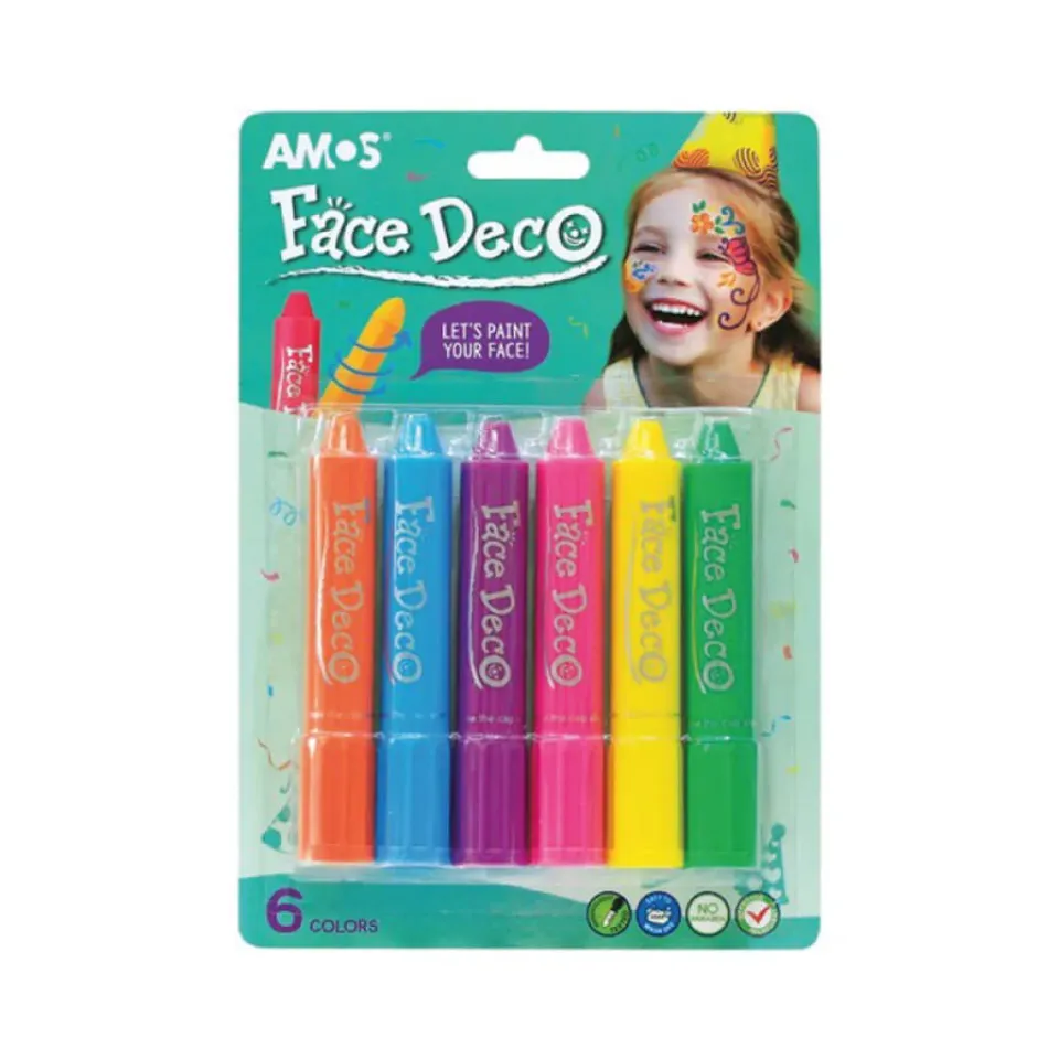 Amos Face Deco 6 Renk Yüz Boyası Blister