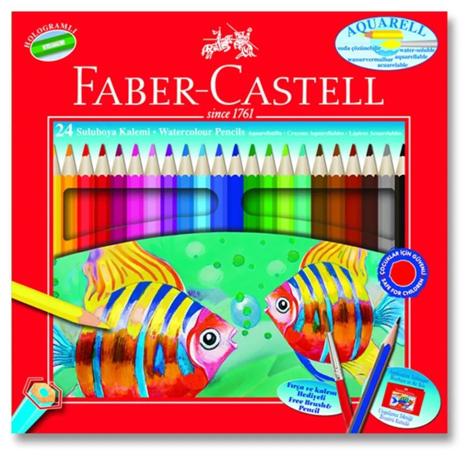 Faber Castell Aquarell 24 Renk Sulu Boya Kalemi