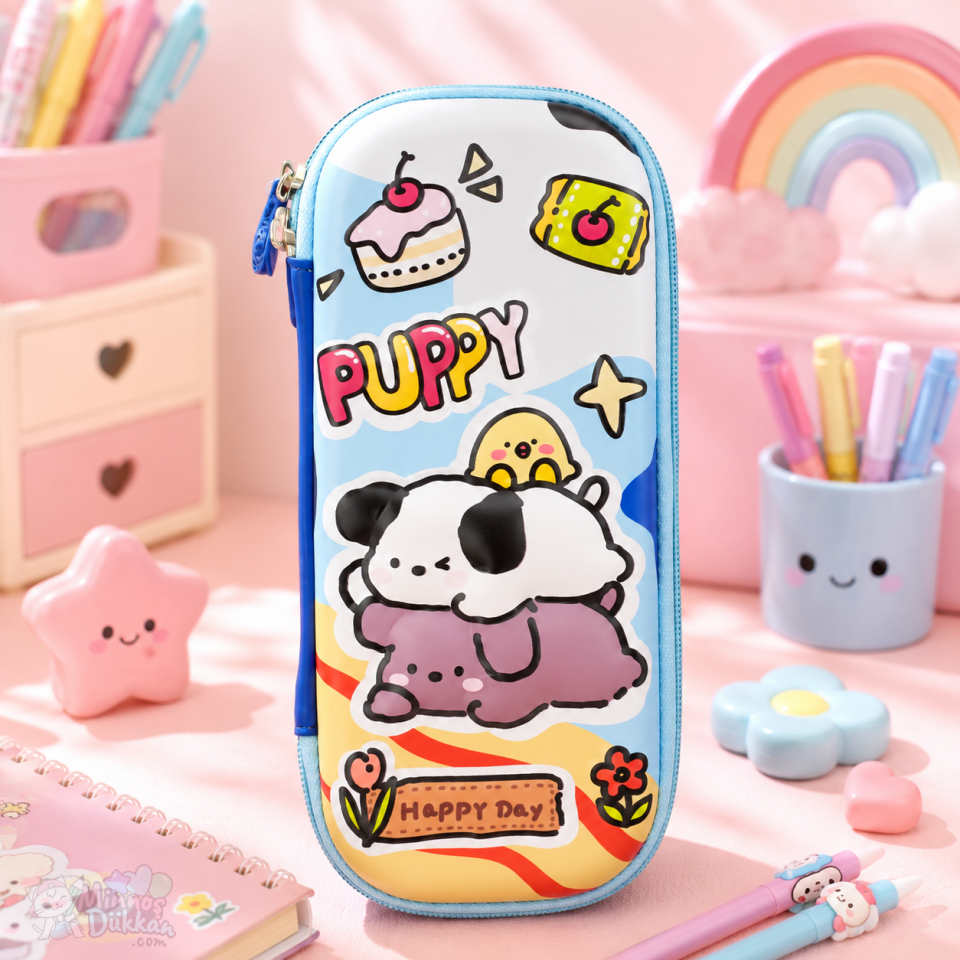 Puppy Kabartmalı Eva Kalem Çantası Dar