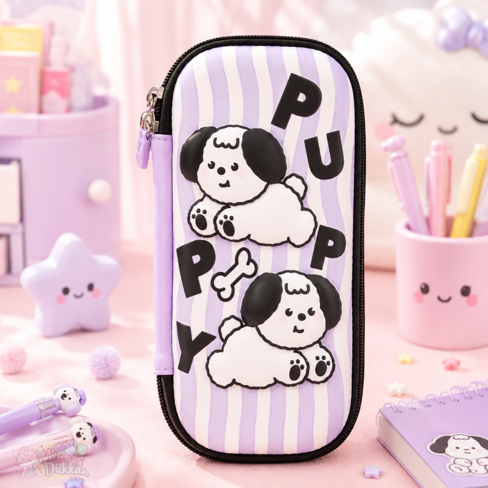 Puppy Kabartmalı Eva Kalem Çantası Dar