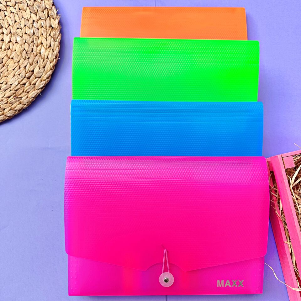 Akordiyon Dosya 12 Bölmeli Neon