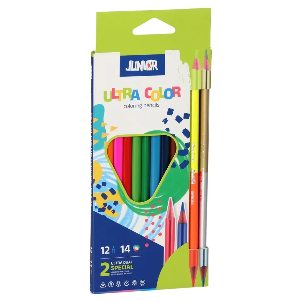 Junior Ultra Color 12 Renk + 2 Çift Taraflı Kuru Boya