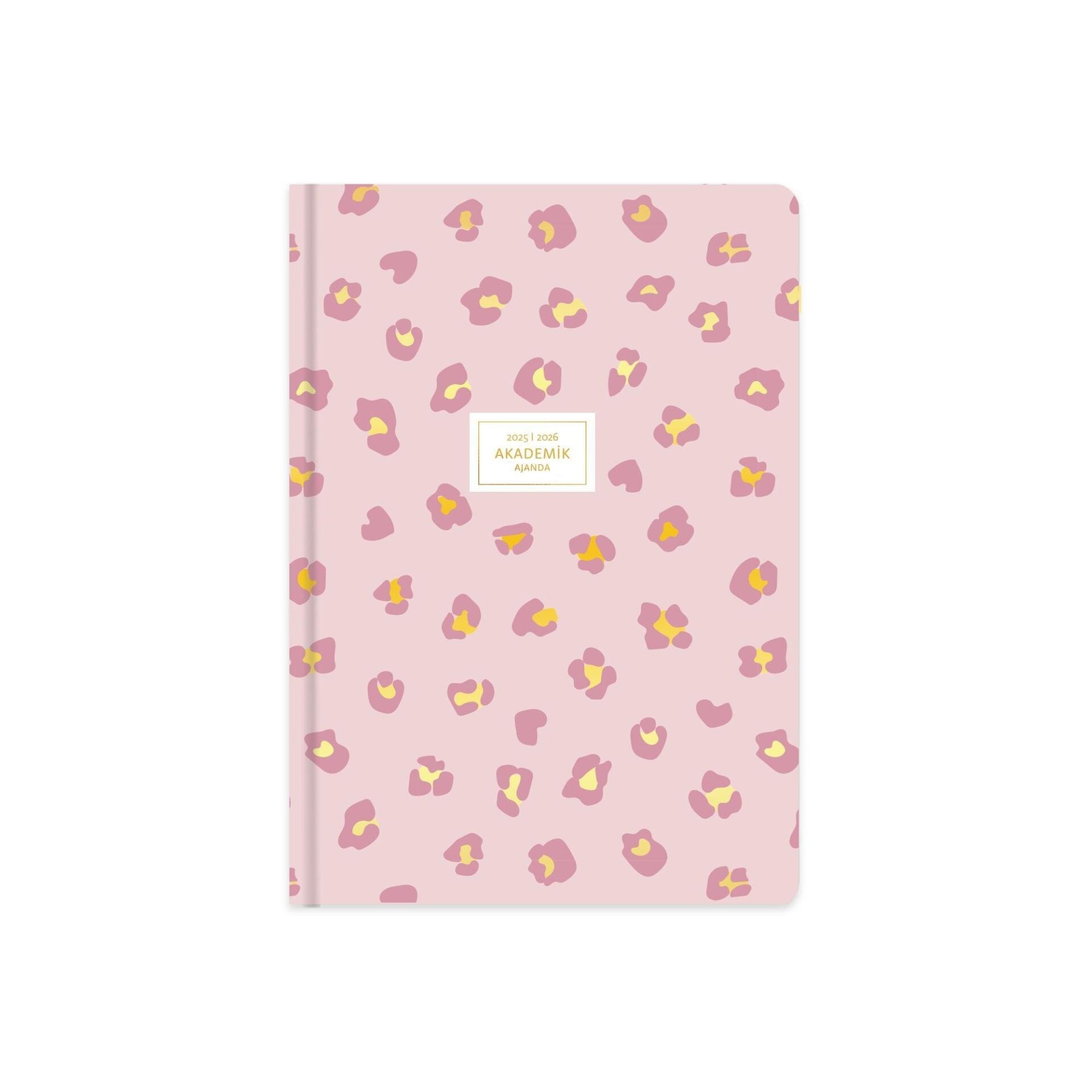 Akademik Ajanda Ciltli 2025 -2026- 17x24 - Pembe Leopar