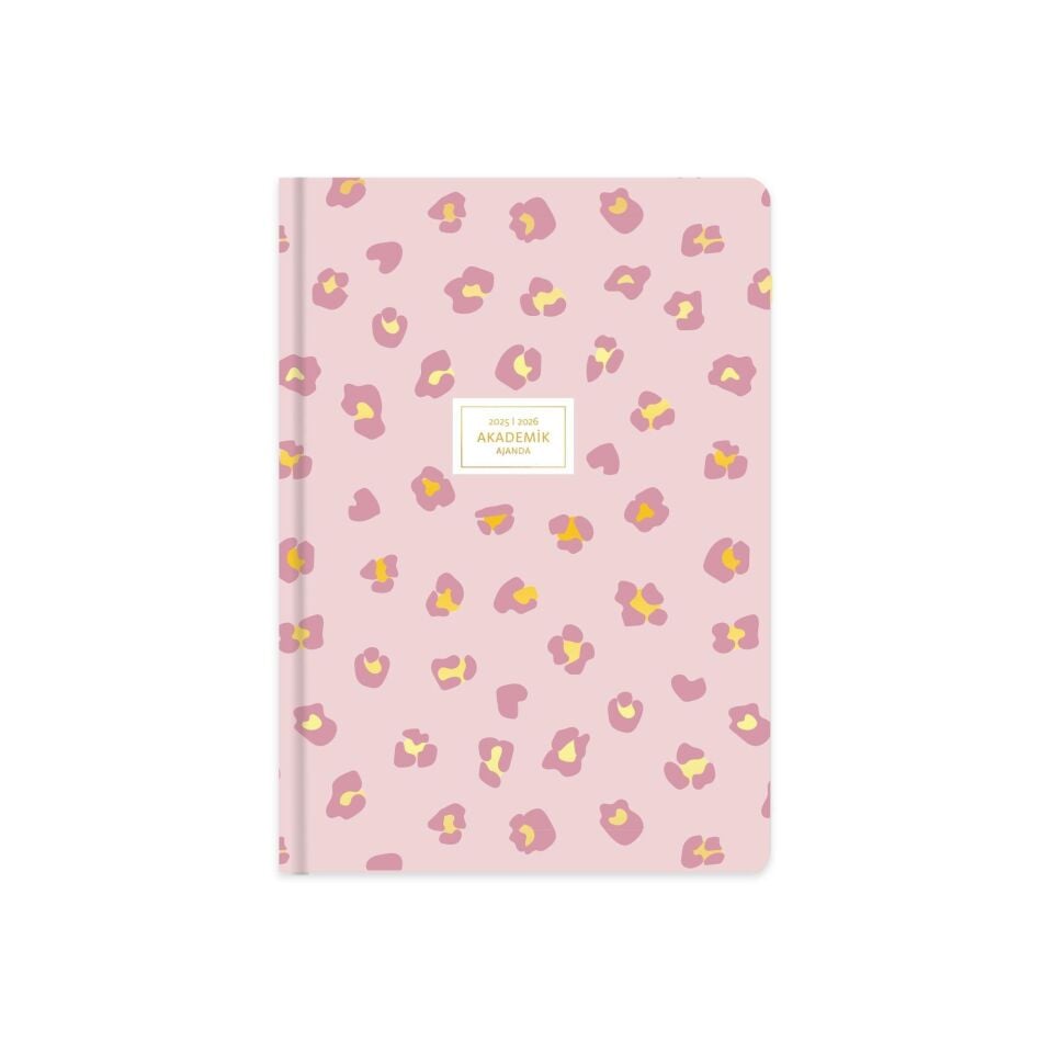 Akademik Ajanda Ciltli 2025 -2026- 17x24 - Pembe Leopar