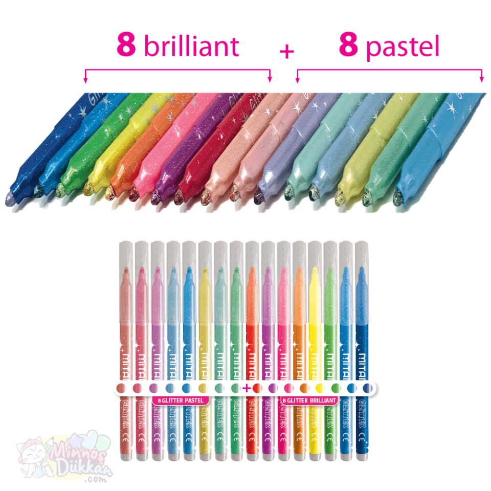 Mitama Glitter Simli Keçeli Kalem 16 Renk