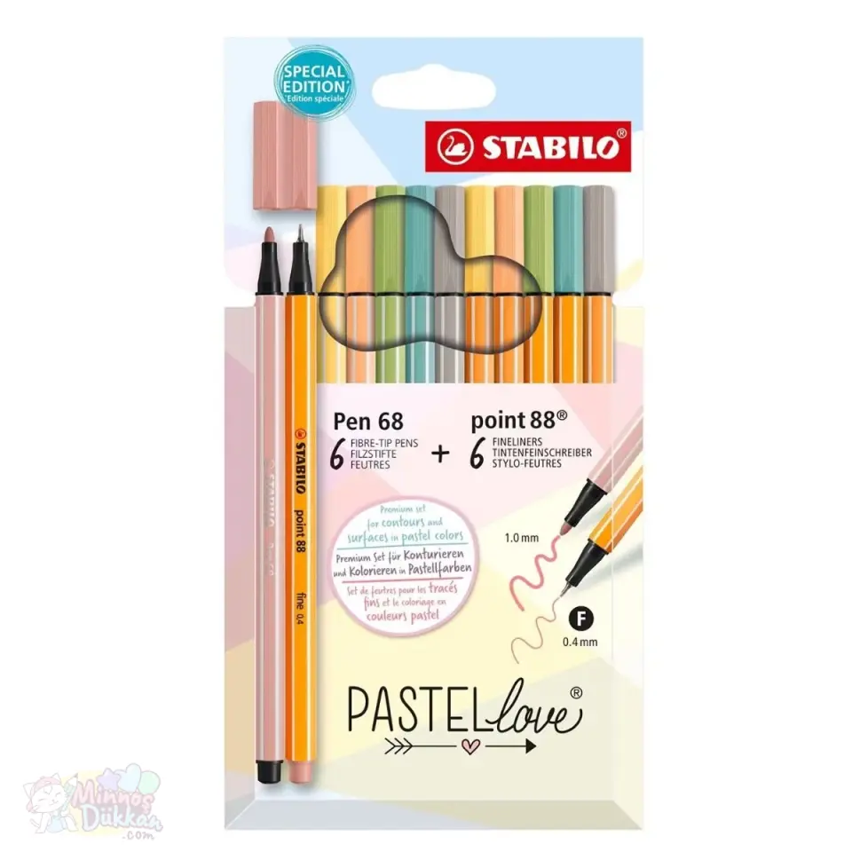 Stabilo Pen 68 Pen 88 Pastellove 12 Renk Set
