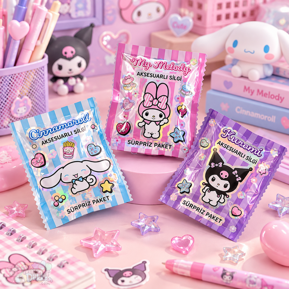 Sanrio Sürpriz Silgi Aksesuarlı