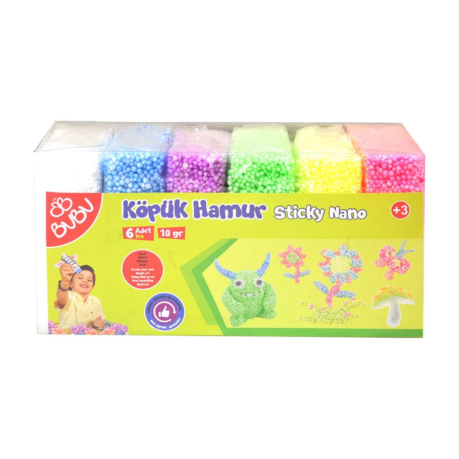 Bubu Kurumayan Köpüklü Oyun Hamuru 6lı