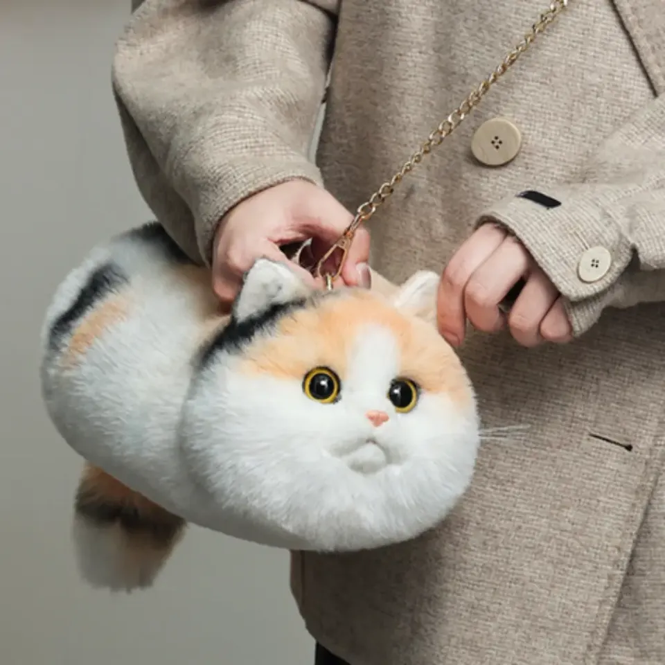 Bear and Dear Realistik Kedi El Çantası Sarı