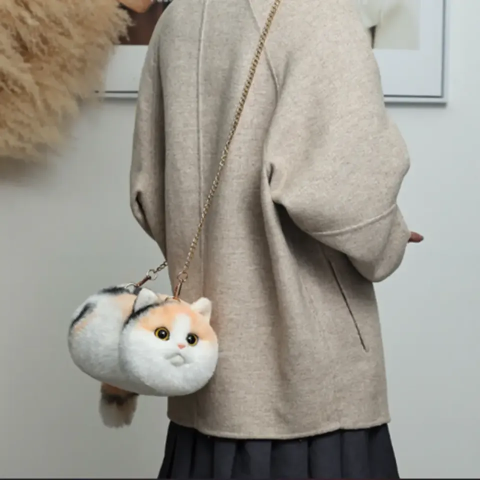 Bear and Dear Realistik Kedi El Çantası Sarı