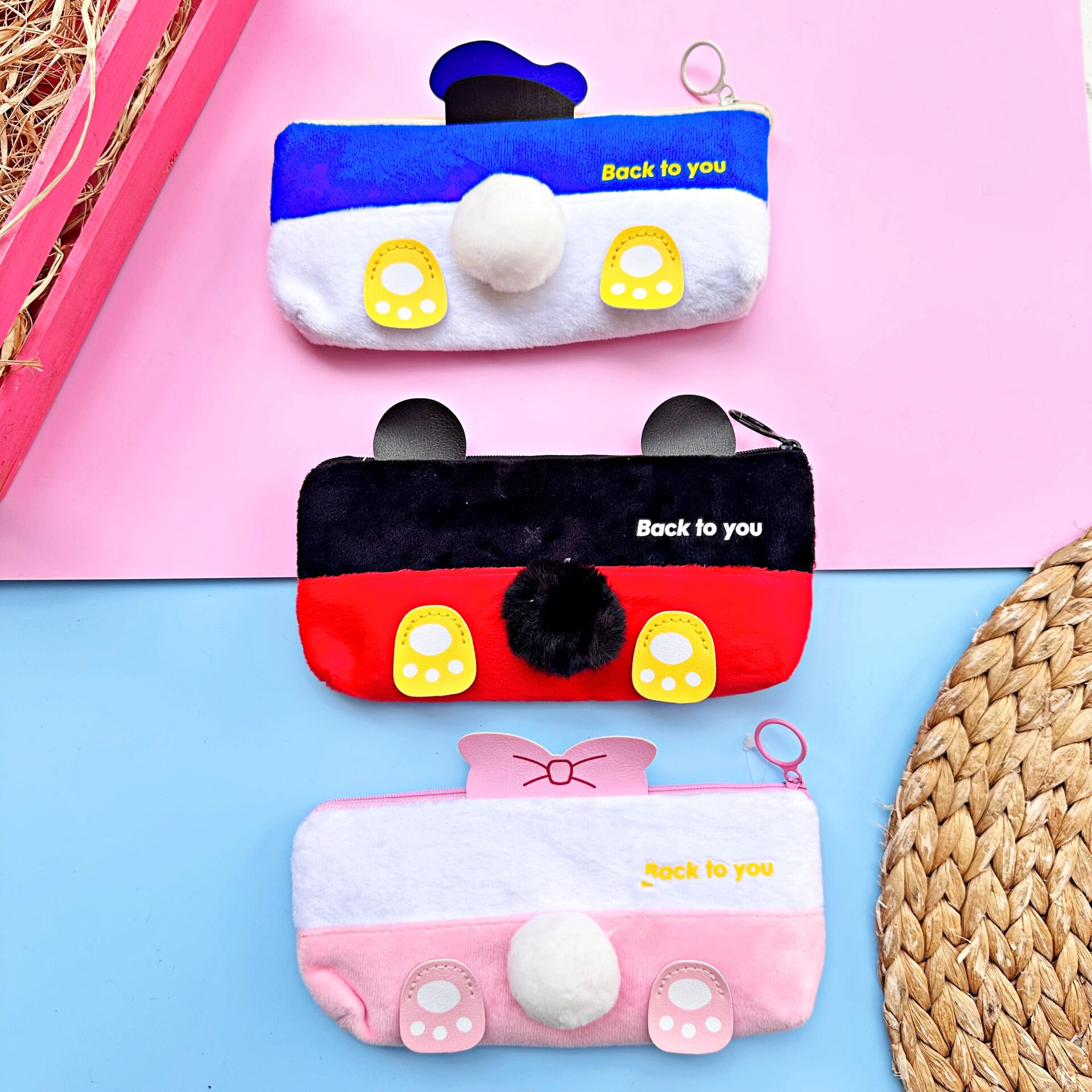 Cute Pon Pon Pastel Peluş Kalem Çantası
