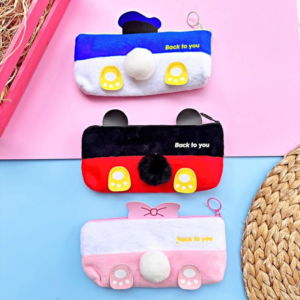 Cute Pon Pon Pastel Peluş Kalem Çantası