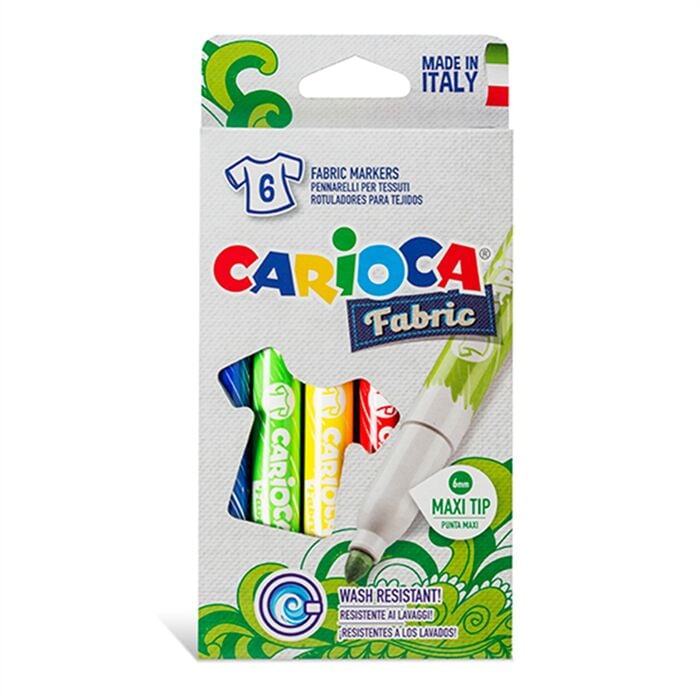 Carioca Fabric Kumaş Tekstil Kalemi 6 Renk Maxi Tip