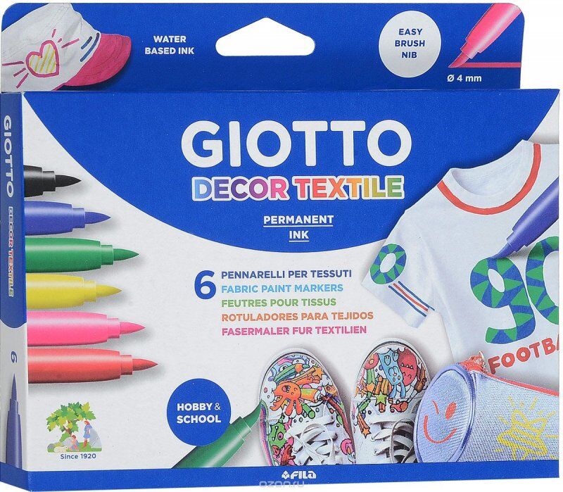 Giotto Dekor Kumaş Tekstil Kalemi 6 Renk