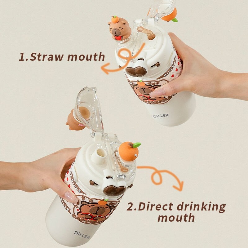 Vagon Life Diller Capy Bara Çift Kapak Askılı Çelik Termos 520 ML