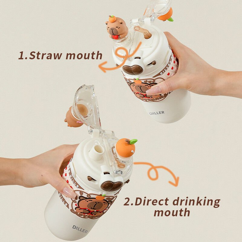 Vagon Life Diller Capy Bara Çift Kapak Askılı Çelik Termos 520 ML