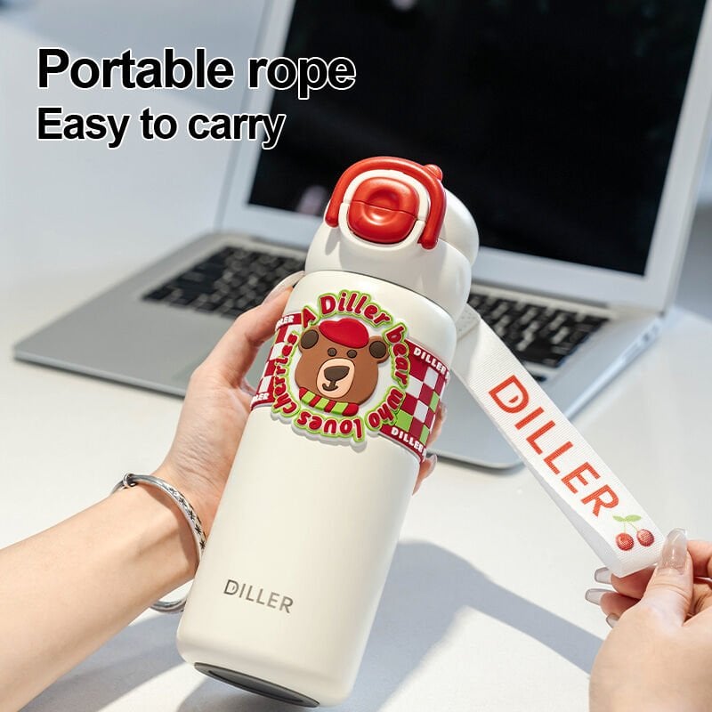 Vagon Life Diller Cherry Bear Çift Kapak Çelik Termos 600 ML