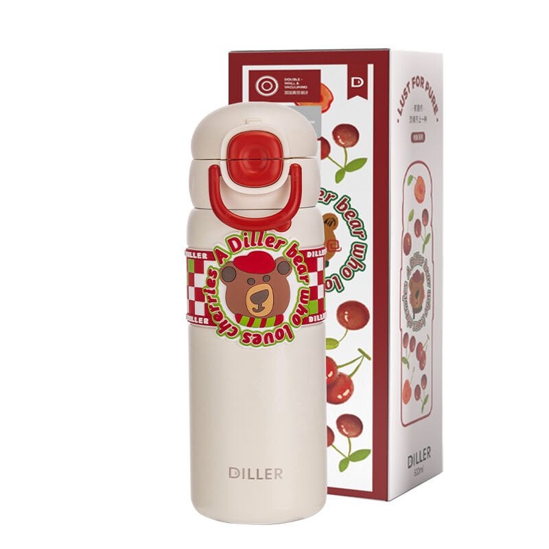 Vagon Life Diller Cherry Bear Çift Kapak Çelik Termos 600 ML