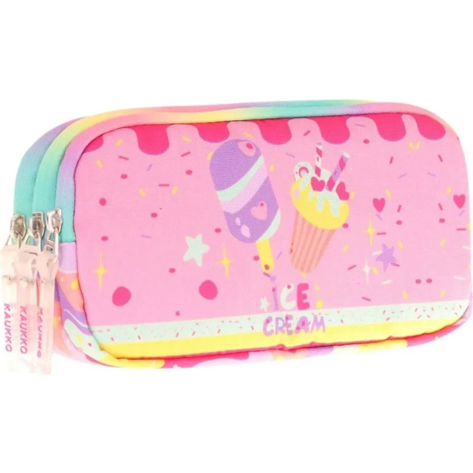 Kaukko Kids 3 Bölmeli Kalem Çantası - Paterned Ice Cream