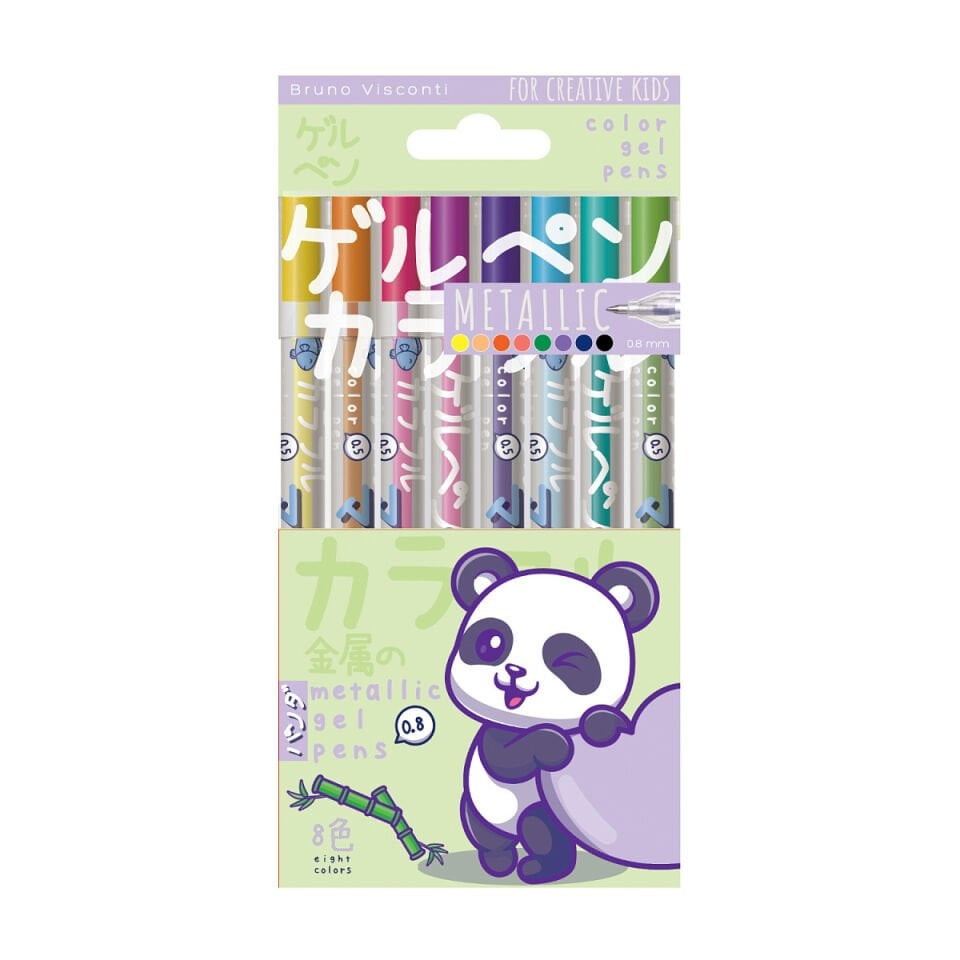 Panda Metalik Jel Kalem Seti 8 Renk