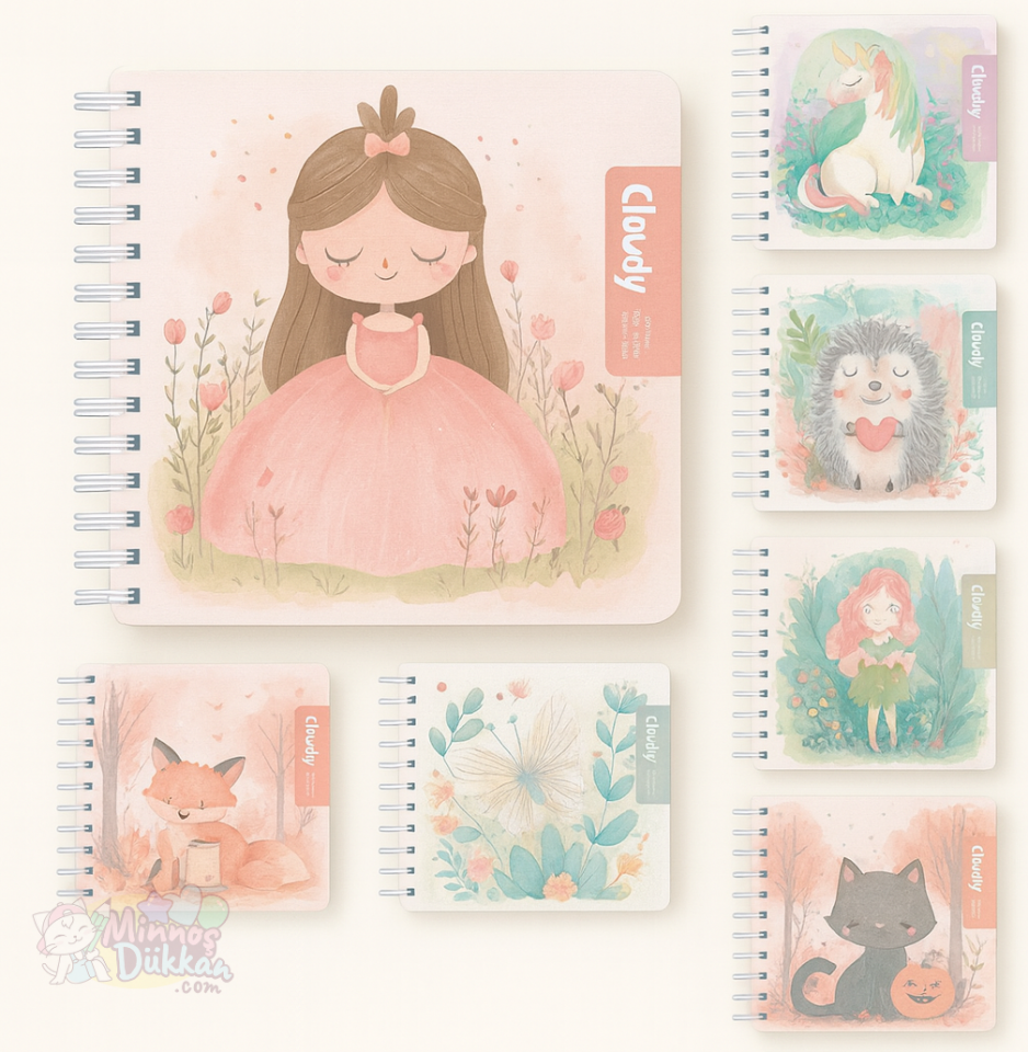 Gıpta Cloudy 16x16 100 Yaprak Çizgili Spiralli Defter