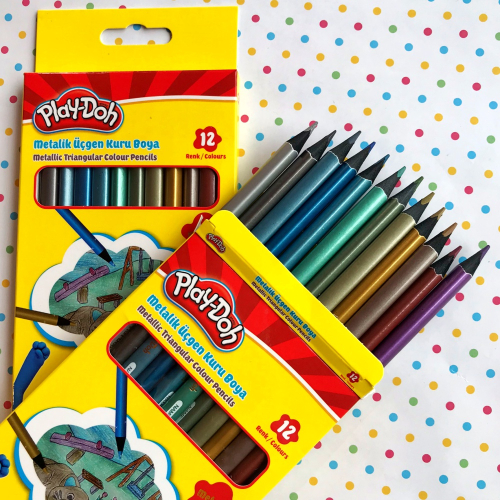 Play-Doh Metalik Üçgen Kuru Boya 12 Renk