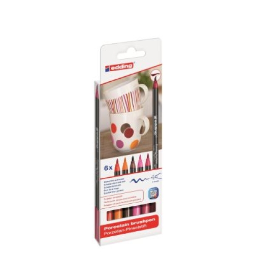 Edding Porselen Kalemi 6'lı Set - Sıcak Renkler
