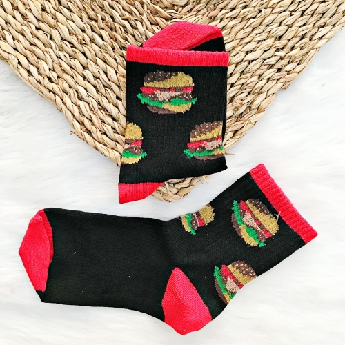 Hamburger Kırmızı Siyah Çorap