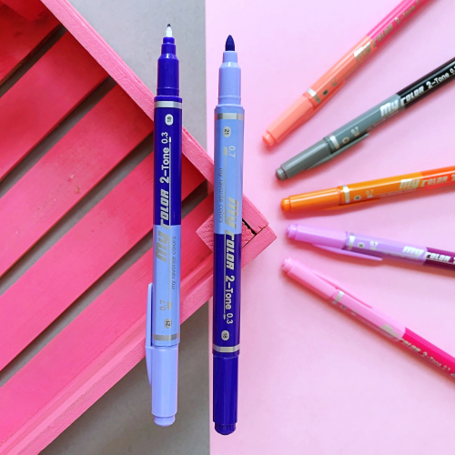 Dong-A My Color 2 2Tone Çift Uçlu Kalem - Mor ve Lavanta Rengi