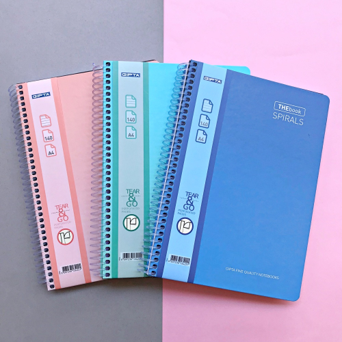 Spirals Sert Kapak Spiralli Çizgili 140 Yaprak Defter A4
