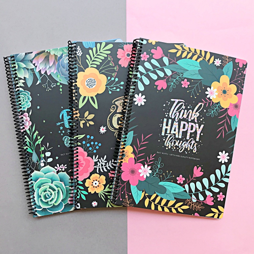 Think Happy Karton Kapak Spiralli Çizgili 80 Yaprak Defter A4